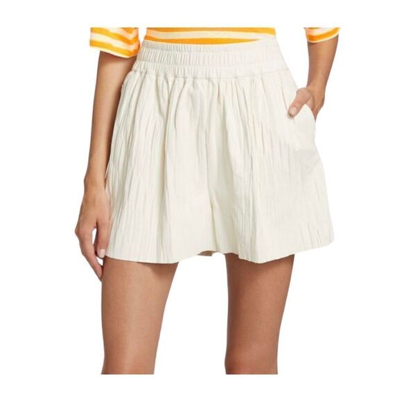 Frame Pleated Lamb Leather Short Women's Cream Size Medium - Picture 1 of 14